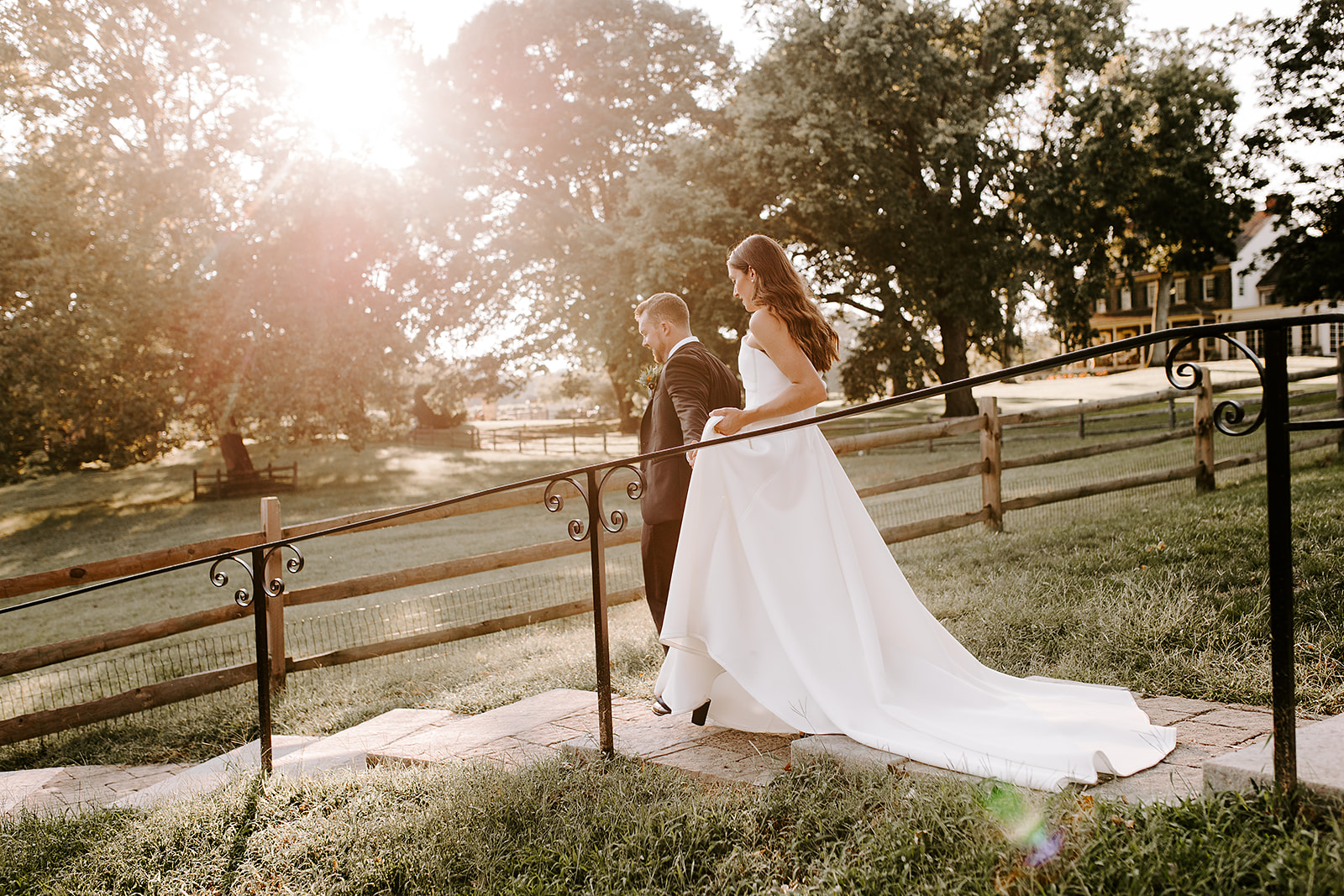 Sunset winery wedding portrait